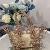 New women's bag bring diamond inlaid French fairy bag super sparkling rhinestone flower bucket cabbage basket handbag