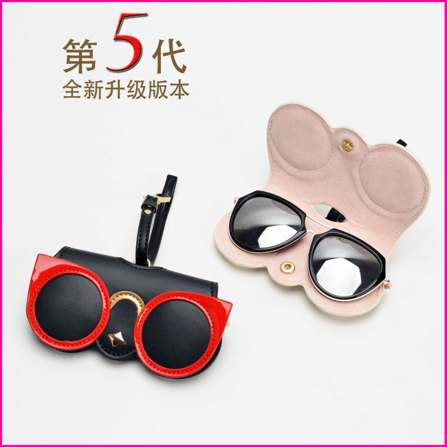 Tiktok glasses bag out of the street glasses bag portable cute funny sunglasses box pu sunglasses bag
