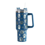 Temu's best-selling laser insulated cup, laser cat claw stainless steel insulated cup, portable handheld straw insulated cup