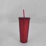 Creative plastic straw cup, large capacity 710ML, multi-color durian cup, straw cup