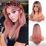 Amazon's best-selling foreign trade product is the eight line bangs gradient pink medium long hair factory stock European and American wig headband