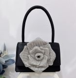 French style small fragrance bag, European and American personalized diamond inlaid rose small square bag, Instagram super hot full diamond single shoulder crossbody carrying bag