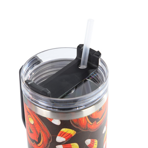 Halloween series insulated cup, American style skull head stainless steel insulated cup, portable handheld straw insulated cup