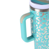 Second generation hot silver leopard pattern insulated cup, 304 stainless steel insulated cup, ice cream cup, handheld straw insulated cup, car cup