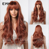 New European and American style long curly hair set full banged wig full set long hair popular color natural fluffy wigs