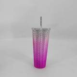 Creative plastic straw cup, large capacity 710ML, multi-color durian cup, straw cup