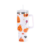 Halloween series insulated cup, American style skull head stainless steel insulated cup, portable handheld straw insulated cup