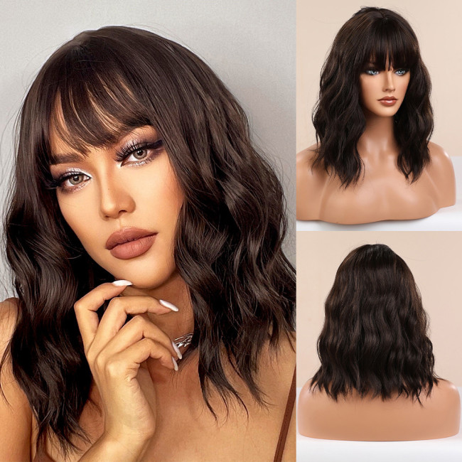Wig Women's Short Hair Fashionable New Curly Hair Full Head Set for Aging Reduction Simulation Wave Head Wig