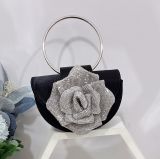 24 New French Fairy Bag, Little Red Book, Same Style Flower Bag, Super Sparkling Rose Diamond Flower Saddle Bag, Single Shoulder Crossbody Bag