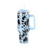 Cross border hot selling 5D cow pattern insulated cup ins stainless steel straw cup stainless steel straw insulated cup car cup