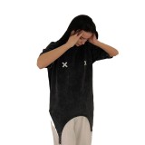 Cross border European loose and lazy style top, women's outerwear for spring and summer fashion design, irregular hot diamond short sleeved T-shirt