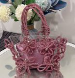 New women's bag bring diamond inlaid French fairy bag super sparkling rhinestone flower bucket cabbage basket handbag