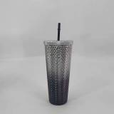 Creative plastic straw cup, large capacity 710ML, multi-color durian cup, straw cup