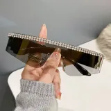 Fashion Sun Glasses Women Oversized Women Custom Logo Trendy Square Frame Rhinestone Sunglasses for Girl