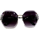 New Style Women lunette de soleil High Fashion Crystal Rimless Luxury Sunglasses gafas For Summer 2023
