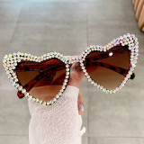 Fashion glasses vintage large frame hit diamonds heart-shaped metal geometrical  frames for eye glasses