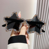 Latest Candy Color Fashion Diamond Rimless Five Star Rhinestone Wholesale Women Men Shades Designer Sunglasses