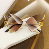 Luxury Diamond Butterfly Sunglasses Women Brand y2k Vintage Rimless Oversized Sun Glasses Ladies Eyewear Gafas de Sol