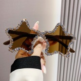 Latest Candy Color Fashion Diamond Rimless Five Star Rhinestone Wholesale Women Men Shades Designer Sunglasses