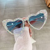 Heart Shaped Rhinestone Sunglasses Diamond Womens Oversized Cateye Translucent Colors Valentines