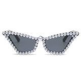 Gafas De Sol  Fashion Luxury Designer Diamond Rhinestone Wholesale Eye Shape Shades Custom Female Sunglasses