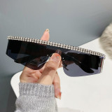 Fashion Sun Glasses Women Oversized Women Custom Logo Trendy Square Frame Rhinestone Sunglasses for Girl