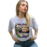 Cross border spring clothing, women's short cut with exposed navel and bottom for women's top, with a design sense of American printed short sleeved T-shirt for women