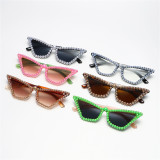 Gafas De Sol  Fashion Luxury Designer Diamond Rhinestone Wholesale Eye Shape Shades Custom Female Sunglasses