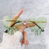 classic heart shape sunglasses female dancing party shiny diamond sun glasses 2023 hip pop shades for women