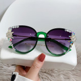 Oversized  Rhinestone Custom Pink Fashion Luxury Womens Manufacturer Shades Vintage Cat Eye Sunglasses Kacamata Hitam