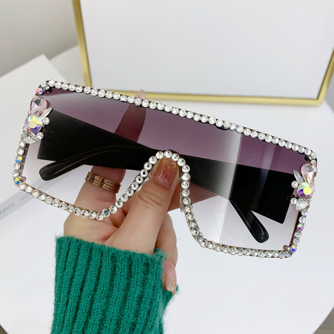 New Large Frame Diamond Sunglasses Summer Sunglasses