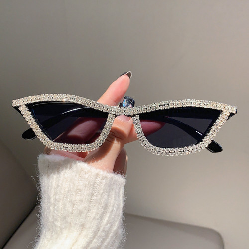 Fashion Custom Logo Diamond Rimmed High Quality Designer Cat Eye Sun Glasses Sunglasses Diamond Sunglasses Women