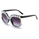 Pearl Frame Luxury Square women hot sale oversized round sunglasses uv400 sunglasses for women men 2024