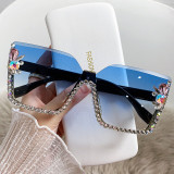 Inlaid Diamond Large Frame Rhinestone Sunglasses Female Tide Models Anti Ultraviolet Sunscreen Sunglasses