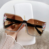 Inlaid Diamond Large Frame Rhinestone Sunglasses Female Tide Models Anti Ultraviolet Sunscreen Sunglasses