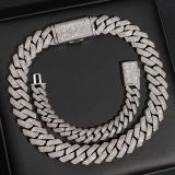 Cross border European and American 15mm-20mm double row Cuban chain thickened electroplated copper inlaid zircon street fashion trend necklace