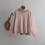 New autumn and winter cross-border Amazon AliExpress popular high necked loose knit sweater for women in Europe and America