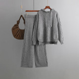 Autumn and winter new design suit drawstring hooded loose sweater+hanging wide leg trousers Fried Dough Twists two-piece suit