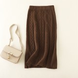 Autumn and Winter Thickened Woolen Knitted Skirt Women's New Fried Dough Twists Medium length Straight Tube Hip Wrap One Step Skirt