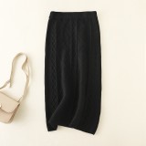 Autumn and Winter Thickened Woolen Knitted Skirt Women's New Fried Dough Twists Medium length Straight Tube Hip Wrap One Step Skirt