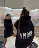Hooded top, European and American style, loose and casual, lazy style jacket, American high street hot diamond letter loose hoodie, women's style