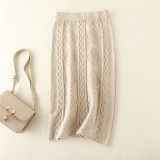 Autumn and Winter Thickened Woolen Knitted Skirt Women's New Fried Dough Twists Medium length Straight Tube Hip Wrap One Step Skirt