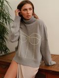 Amazon European and American Instagram style hot diamond pearl loose knit sweater for women in autumn and winter lazy style high neck pullover sweater for women