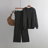 Autumn and winter new design suit drawstring hooded loose sweater+hanging wide leg trousers Fried Dough Twists two-piece suit