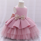 European and American girls baby dress, baby one year old washing dress, children's fluffy cake, hollowed out full moon princess dress at the back
