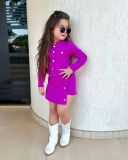 Amazon Instagram style foreign trade children's clothing new fashion casual long sleeved jacket irregular skirt set