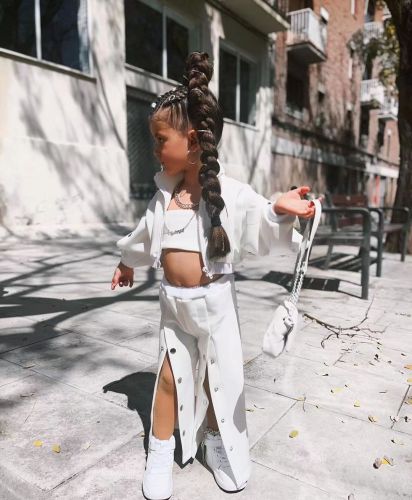 Cross border children's clothing foreign trade autumn new girl American high street buckle wide leg pants jacket set Instagram trend