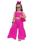 Cross border children's clothing from Europe and America, new fashion and casual sleeveless vest for girls, solid color set, Instagram style