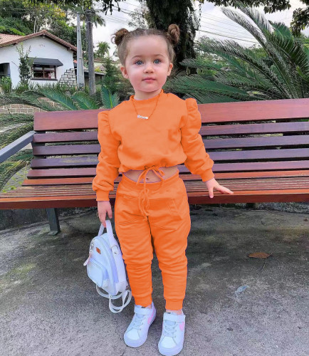 Amazon Cross border Trade Children's Wear Spring Leisure Sports New Long sleeved Solid Color Sweater Set Instagram