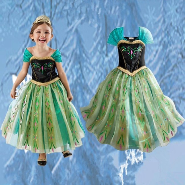 European and American girl mesh princess dress, children's printed decorative dress dress